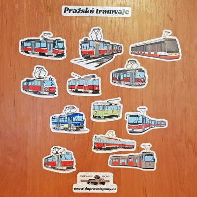 Samolepky Pražské tramvaje (12 ks, arch A5)