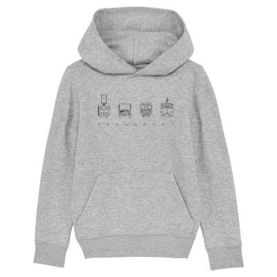 Šedá dětská charitativní mikina „Klokart“ (kolekce Transport)                    