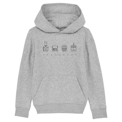 Šedá dětská charitativní mikina „Klokart“ (kolekce Transport)