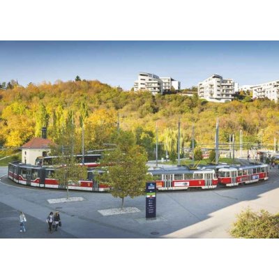 Sada 13 pohlednic pražských tramvají