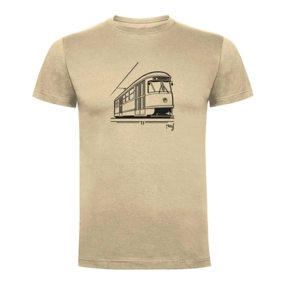 Béžové triko tramvaj Tatra T1                    