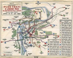 Plán tratí pražských elektrických drah 1924