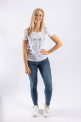 Bílé dámské charitativní triko „Klokart“ (kolekce Transport)