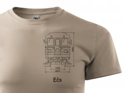 Béžové triko s výkresem vozu metra Ečs