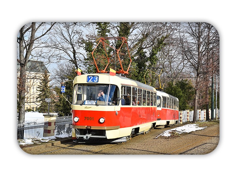 Magnetka tramvaje ČKD Tatra T3SU (ev. č. 7001)