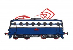 Pohlednice kreslená lokomotiva Bobina