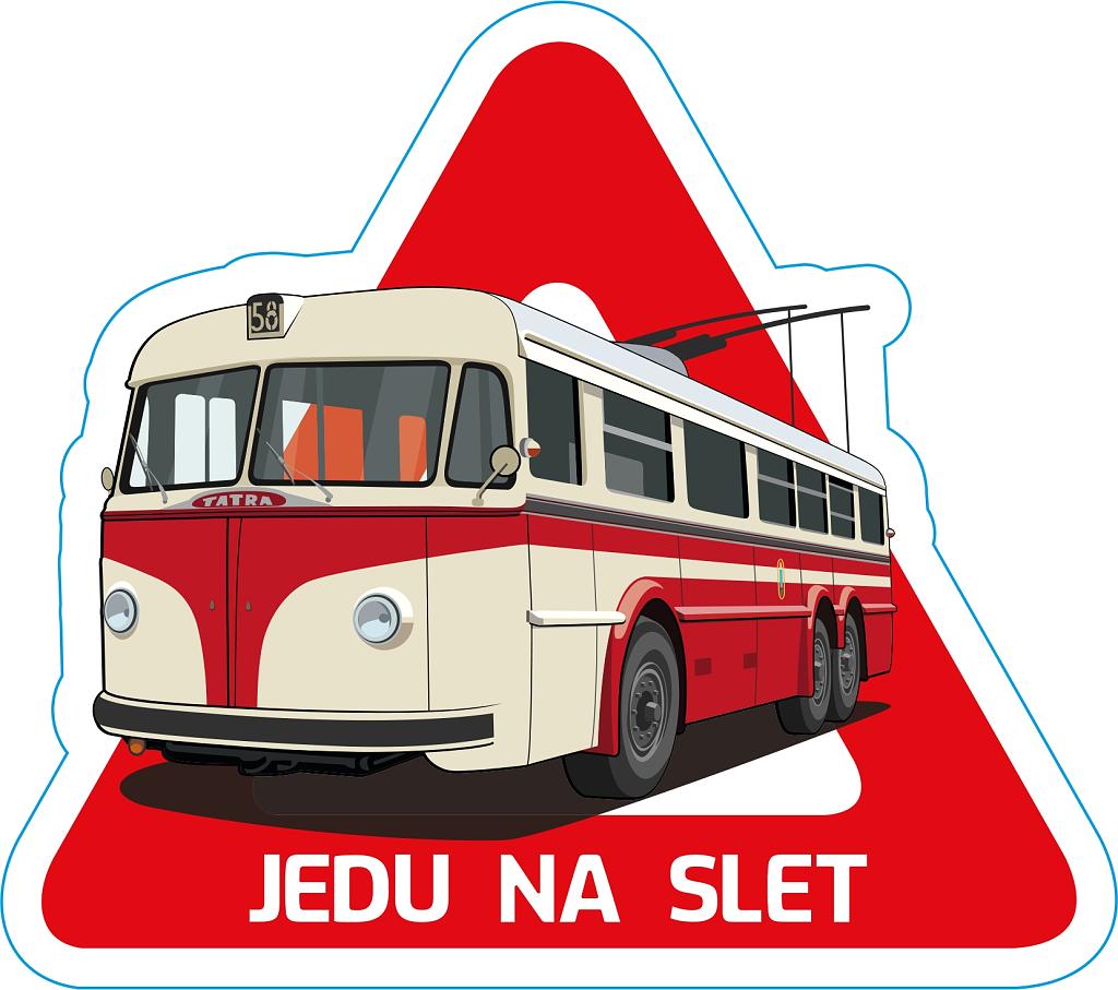 Samolepka trolejbus Tatra T400 Pozor „Jedu na slet“
