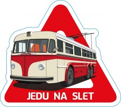 Samolepka trolejbus Tatra T400 Pozor „Jedu na slet“