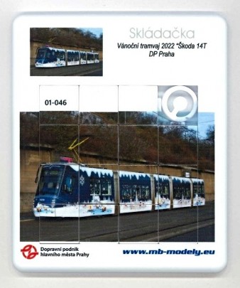 Skládačka (hra) tramvaj Škoda 14T (vánoční tramvaj)