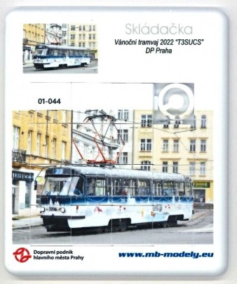 Skládačka (hra) tramvaj ČKD Tatra T3 SUCS (vánoční tramvaj)