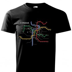 Černé triko se schématem pražského metra