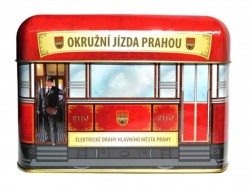 Plechová pokladnička historická tramvaj Ringhoffer na lince 91 (ev. č. 2110)