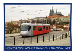 Pohlednice Nízkopodlažní tramvaj Škoda 14T pod Pražským hradem