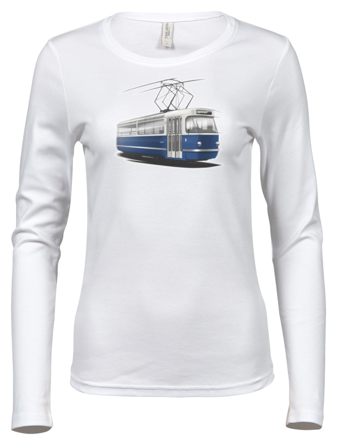 Dámské triko s grafikou tramvaje T3 Coupé (bílé)