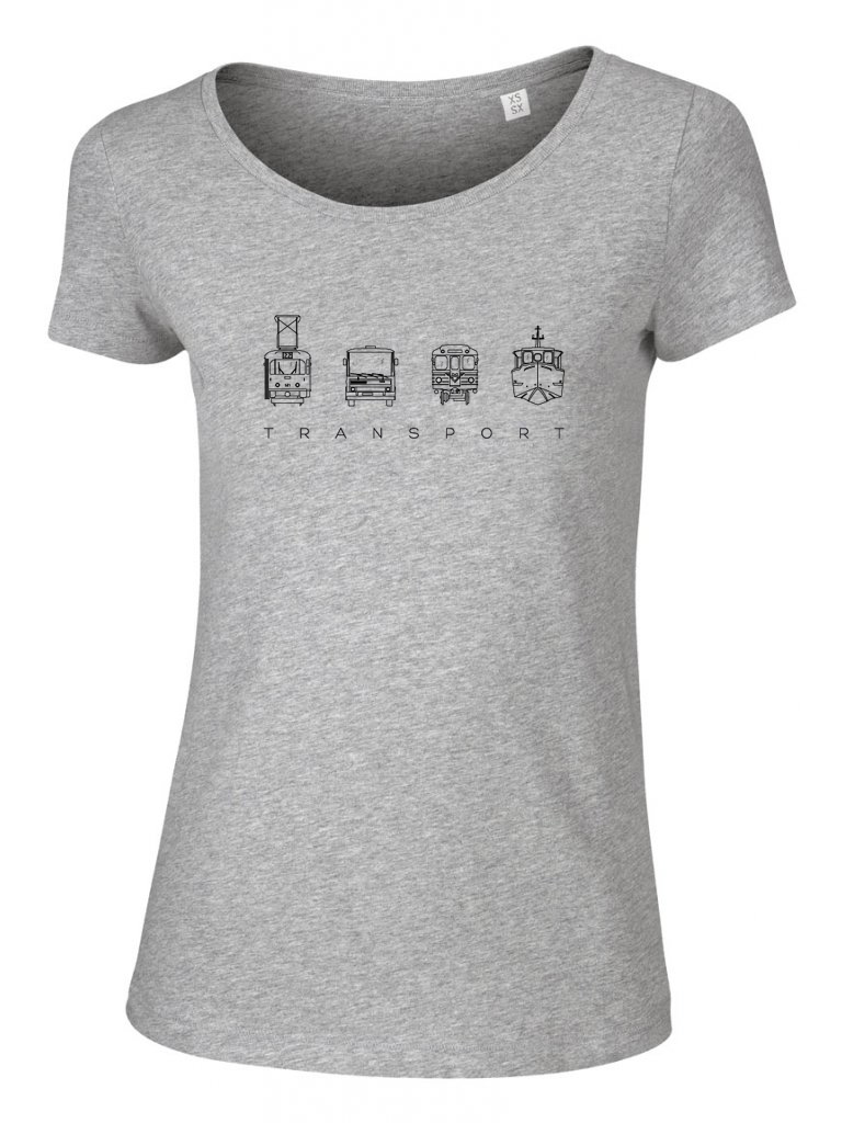 Šedé dámské charitativní triko „Klokart“ (kolekce Transport)