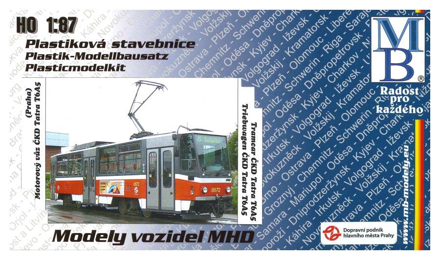 Stavebnice modelu tramvaje ČKD Tatra T6A5 (H0)