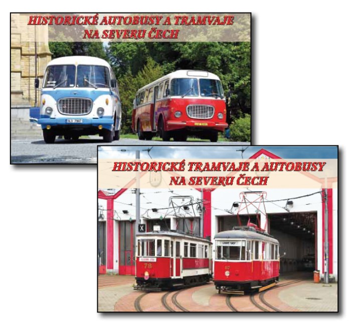 Historické autobusy a tramvaje na severu Čech – sada pohlednic