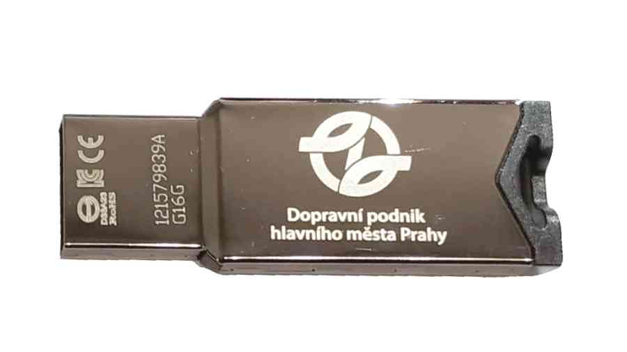 Kovový USB flash disk s logem DPP 16 GB