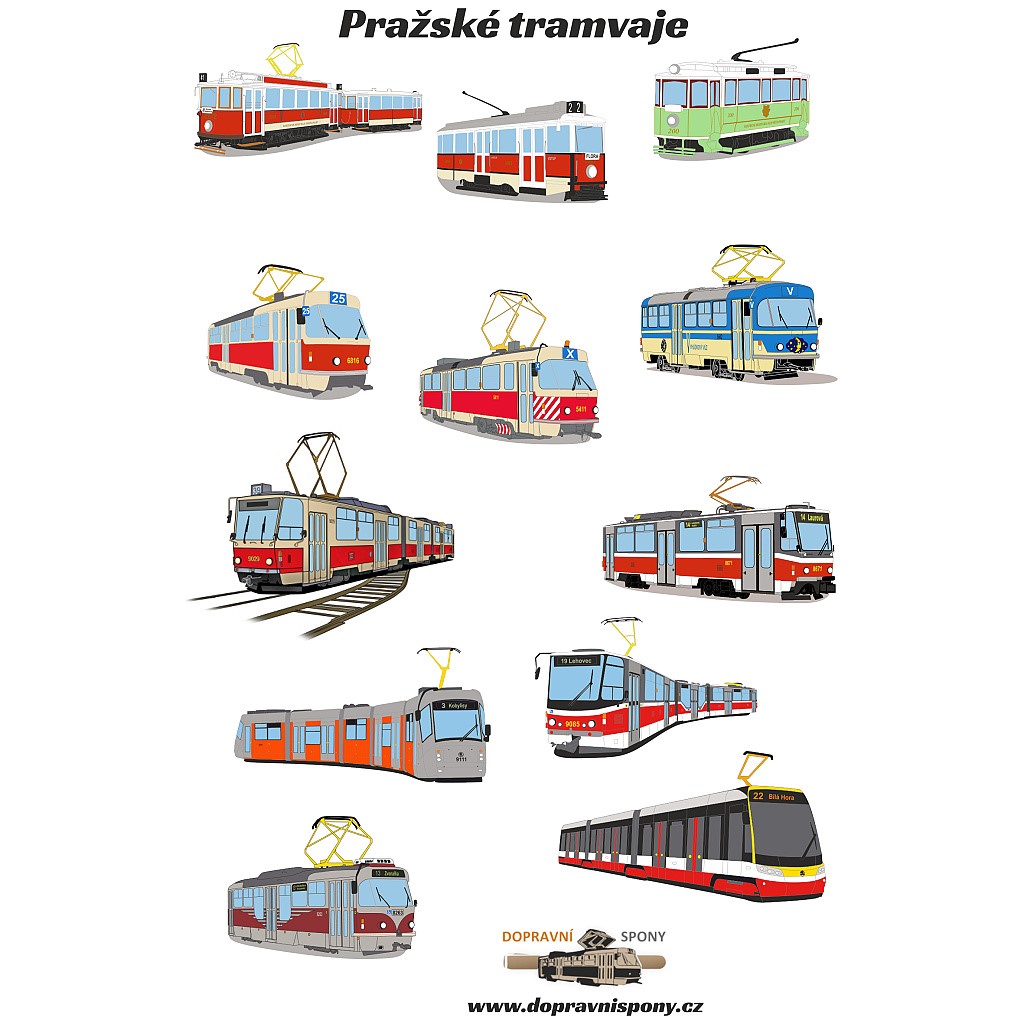 Samolepky pražských tramvají (arch A5)