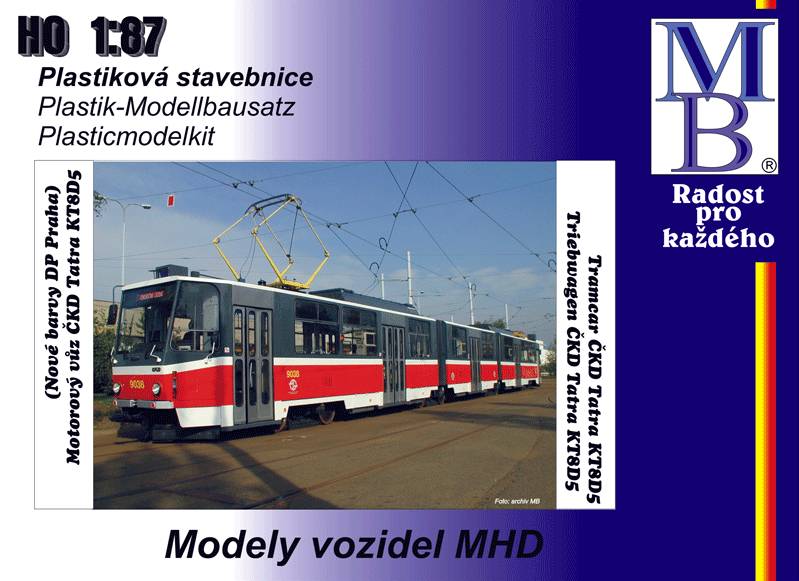 Stavebnice modelu tramvaje ČKD Tatra KT8D5 (H0)