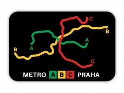 Magnetka s motivem linek pražského metra