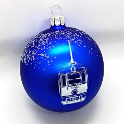 Vánoční ozdoba s motivem historické tramvaje Ringhoffer