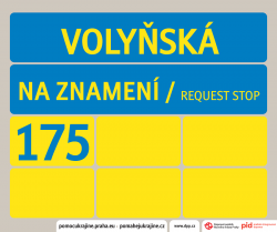 Charitativní zastávkové tablo Volyňská
